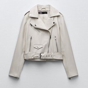 Faux Leather Jacket - Beige
